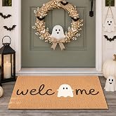 Ghost Welcome Door Mat, Cute Halloween Rug for Front Porch & Entryway | 17