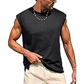 Herberton Mens Knit Tank Tops Textured Hollow Out Summer Sleeveless T-Shirt (S-XXL)