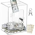 Vcertcpl X-Large Acrylic Clear Piggy Bank with Lock for Adults and Kids, Money Saving Box, Openable Coin Bank, Change Jar