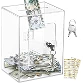 X-Large Piggy Bank for Adults Kids, Acrylic Clear Piggy Bank with Key | Vcertcpl Money Saving Box for Cash Saving, Openable Adults Bank for Real Money Bank Coin Bank Change Jar (Clear)