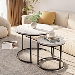 aboxoo Round Nesting Coffee Table Side Table Set of