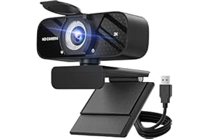 1080P Webcam with Microphone, Privacy Cover, Auto Light Correction, USB Webcam for Laptop