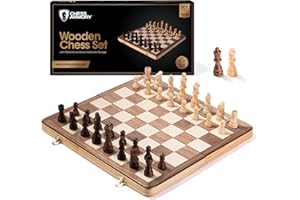 Chess Armory Chess Sets 15 Inch Wooden Chess Set Board Game for Adults and Kids with Extra Queen Pieces & Storage Box