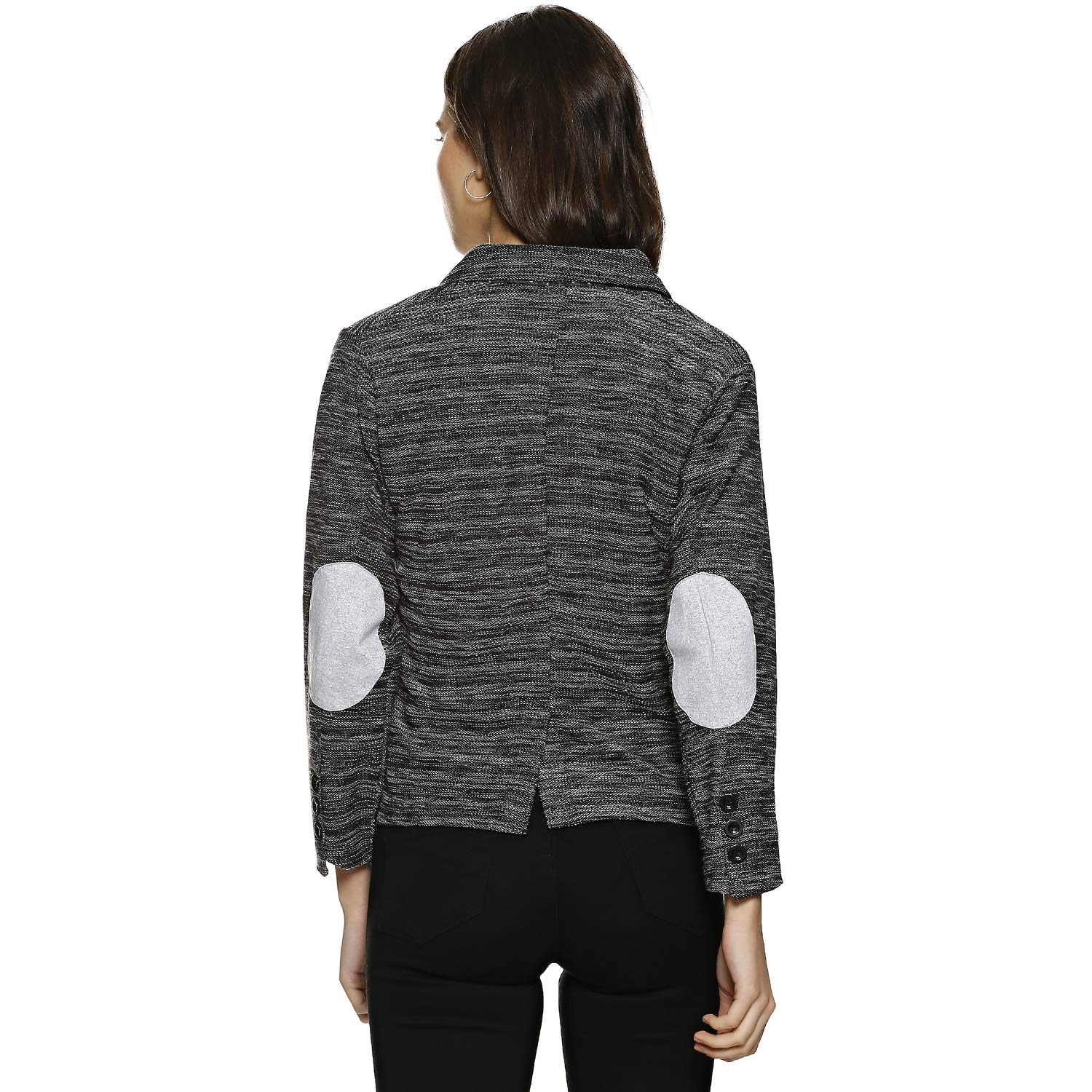 campus sutra women plain blazer black