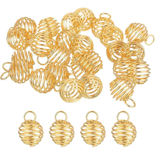 PATIKIL Lot De 30 Spirales Perles Boîte Pendentif 20x25 Mm Acier Inoxydable - Cage Pour Bijoux