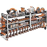 Shomextol 66" W Super Large Power Tool Organizer Wall Mount,Heavy Duty Cordless Tool Organizer with 18 Drill Holder,600 Lbs Capacity 4-Layer Garage Organization for Garage and Workshop (Black)