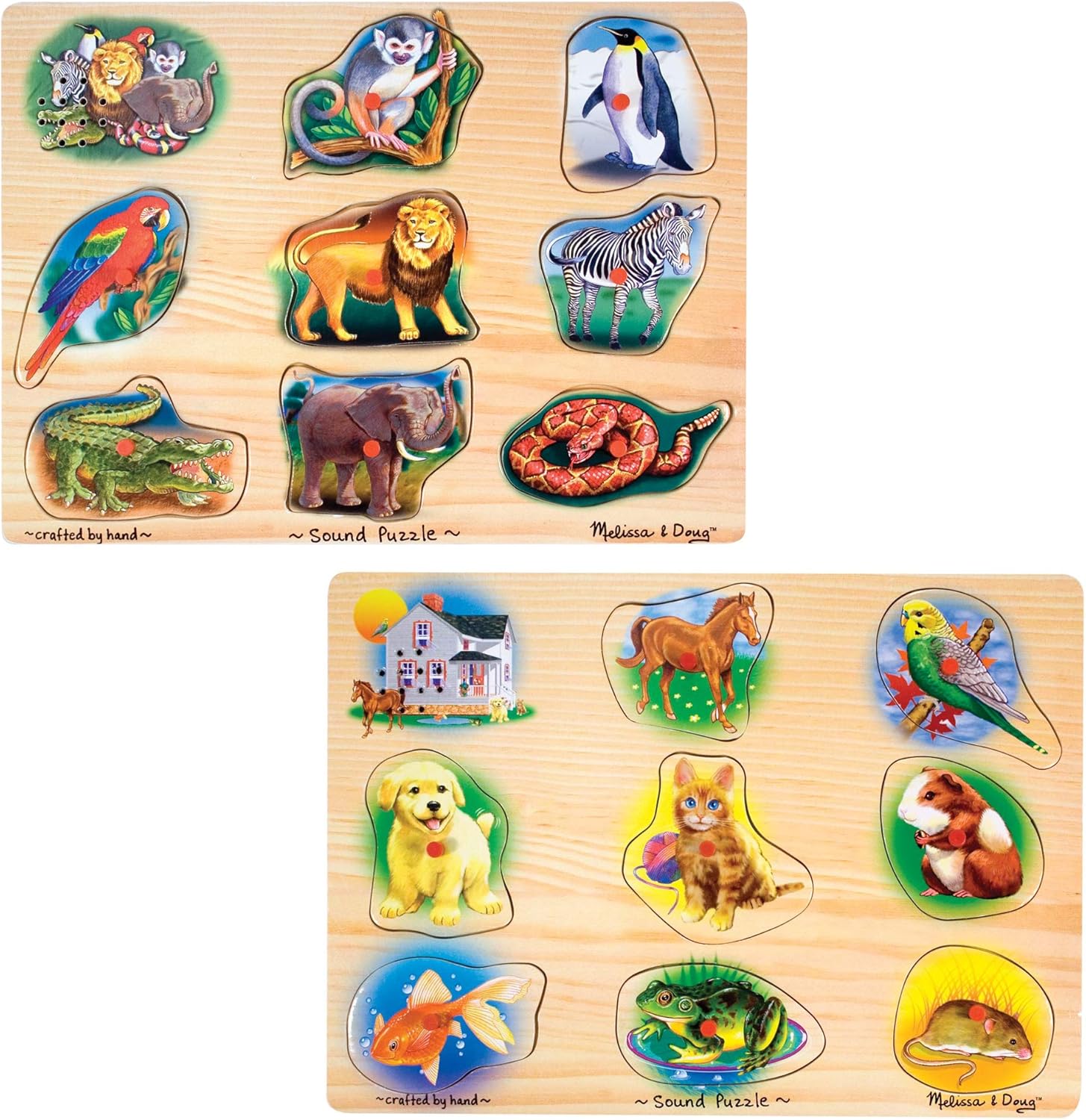 Melissa & Doug 722 Sound Puzzles Set Pets and Wild Animals 8Piece