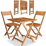CASARIA 3-Piece Bistro Set | Acacia Wood Foldable Table & Chairs | Brown