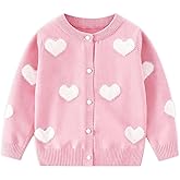 Joctoh Girls Cardigan Long Sleeve Button Front Heart Sweater Kids Winter Colorful Rainbow Knit Sweaters Baby Coat 2-7 Years