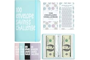 Quhoxdye100 Envelopes Money Saving Challenge Binder, Money Book for Cash Saving Savings Challenges Book with Envelopes & Reus