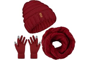 Aneco Winter Warm Knitted Scarf Beanie Hat and Gloves Set Men & Women's Soft Stretch Hat Scarf and Mitten Set