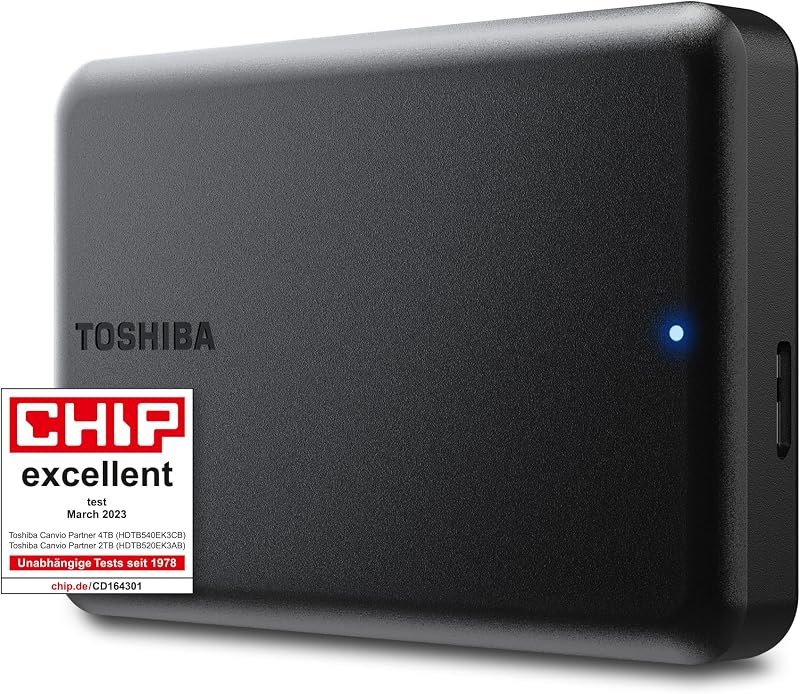 Toshiba Canvio Partner 4TB Portable External Drive USB 3.2 Mac Windows