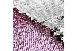 VACVELT Flip Sequin Fabric by The Yard, 1 Yard Reversible Sequin Fabric, Rose Gold + Silver Glitter Fabric Sparkly Mermaid Sequin Fabric for Graffiti, Bridal Dress, Wedding Decorations, Sewing