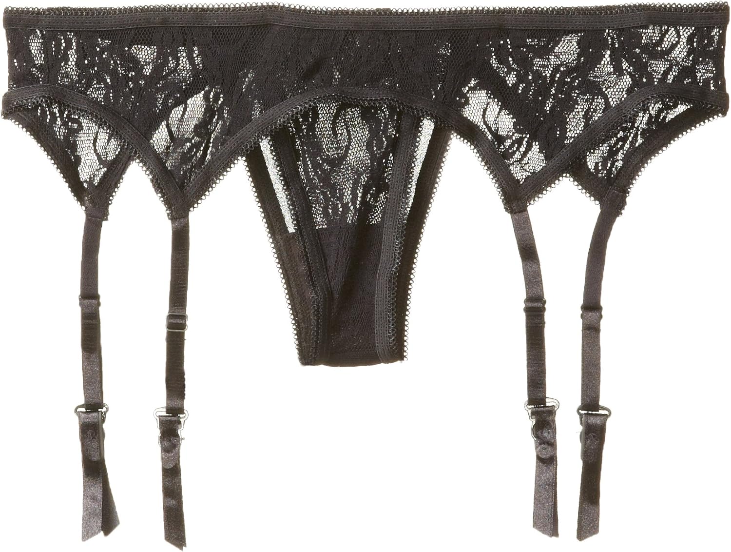 Elegant Moments Women's PlusSize Queen Size Lace Garter Belt and Thong