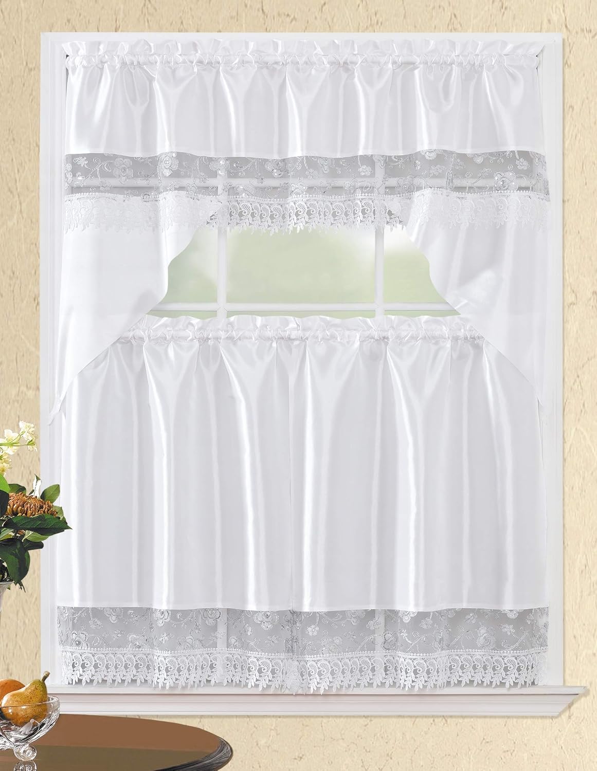 American Linen Café Curtains for Kitchen, Bathroom Curtains