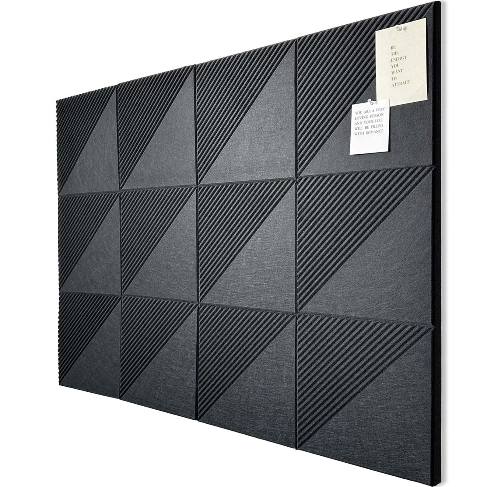 Photo 1 of Large Cork Board for Walls 48"x 36", 12 Pack Felt Wall Tiles with Safe Removable Adhesive Tabs, Cork Board for Office,Pinboard Bulletin Board - Black