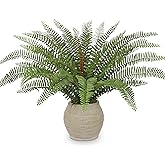 Briful Fake Boston Fern Plant in Rustic Terracotta Pot, 15.7" Faux Ferns Potted Greenery Artificial Plants Indoor for Home Office Room Kitchen Table Decor