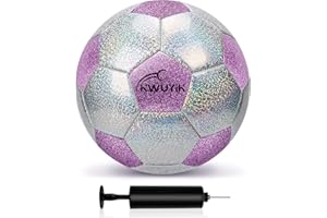 OKWUYiK Soccer Ball Size 3 4 5 Glitter Pink Purple Silver with Pump Toddler Soccer Ball for Kids Aged 3-6 6-8 8-12 Outdoor Training Ball for Girls Boys Children Youth Teens
