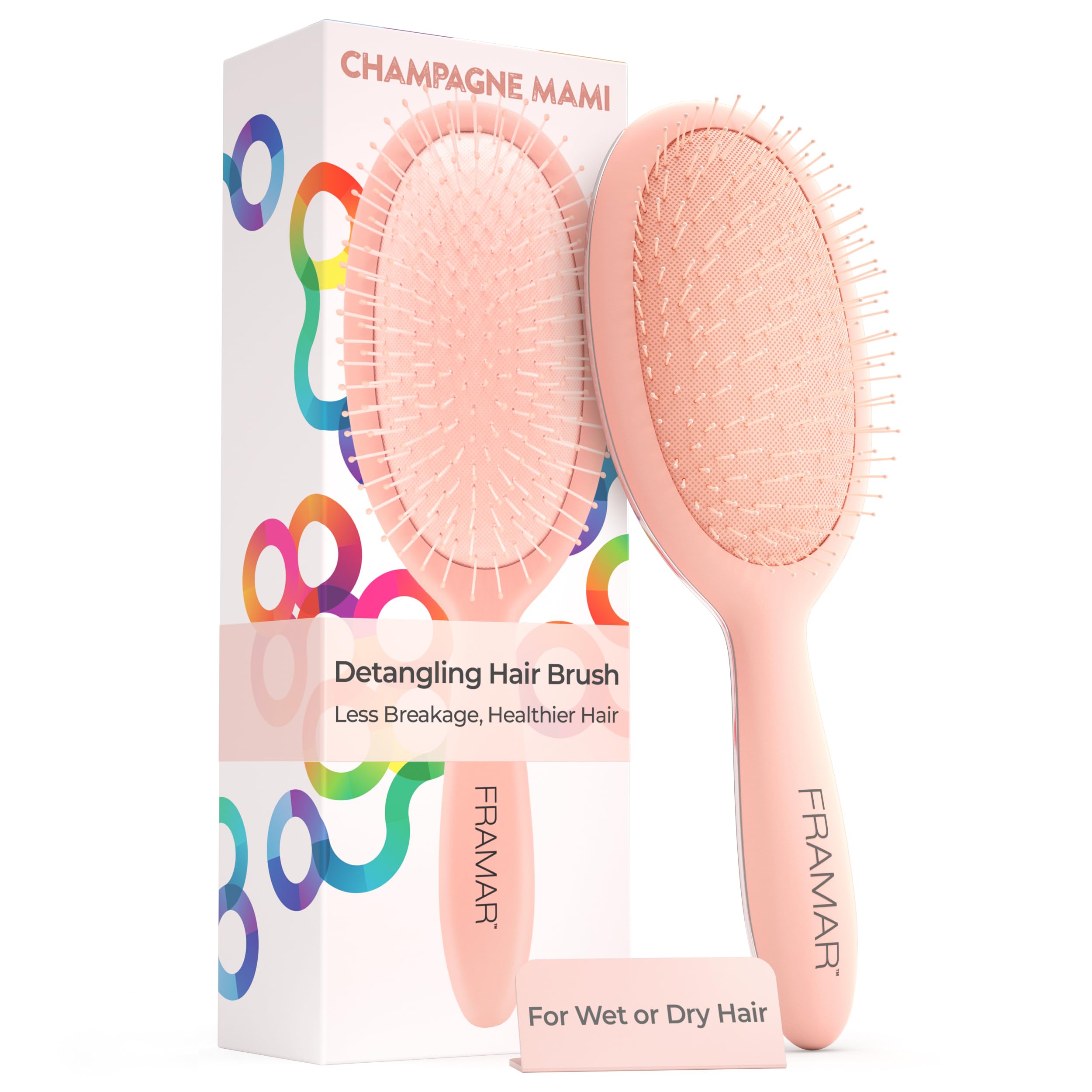 FRAMAR Detangle Hair Brush Women – Wet Hair Brush Rose Gold, Hairbrushes For Women, Hairbrush, Effective Detangling – Reduces Hair Breakage and Frizz - Champagne