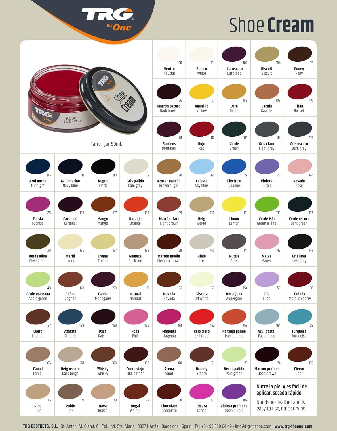 TRG Leather Cream Shoes for Bags, Nourishment and Care, Many Colors, 1.7 fl.Oz (109 - Gazelle Light): Shoes