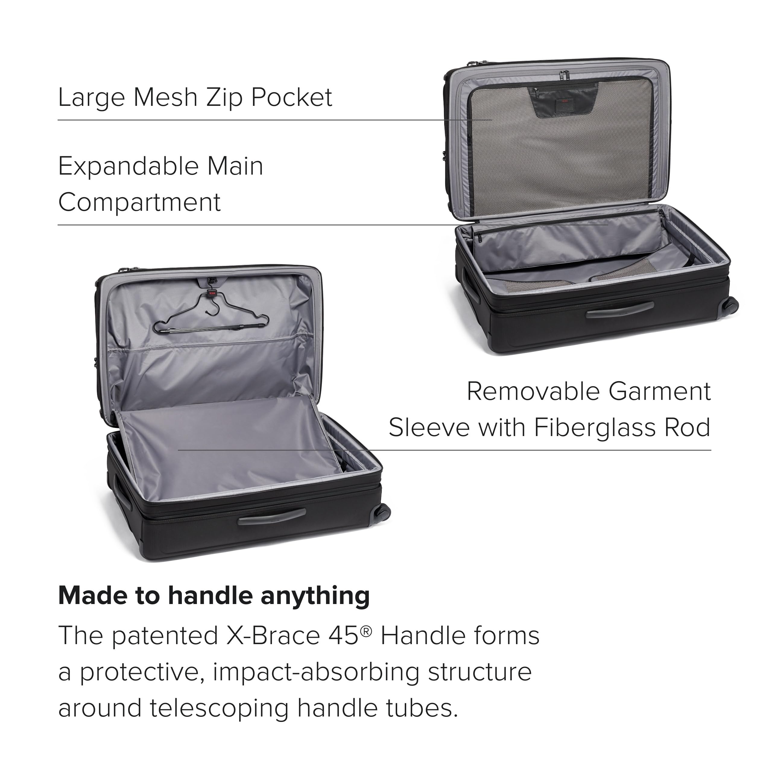 TUMI Alpha Worldwide Trip Expandable 4-Wheeled Packing Case - Extra Large Design with Zip Expansion Checked Bag - Black