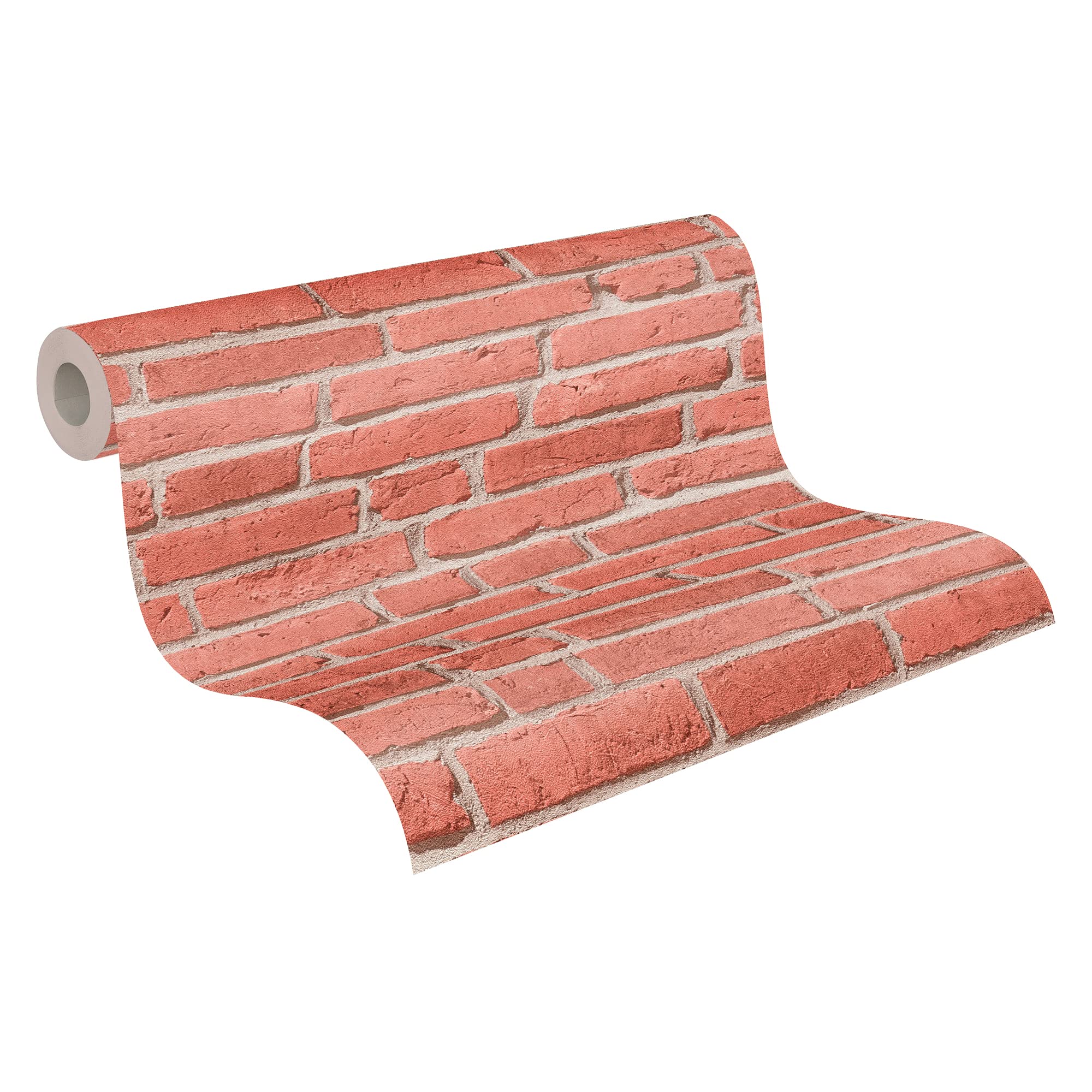 A.S. Creation 35581-1 Best of Wood and Stone Realistic Brick Design Wallpaper, Red/Beige