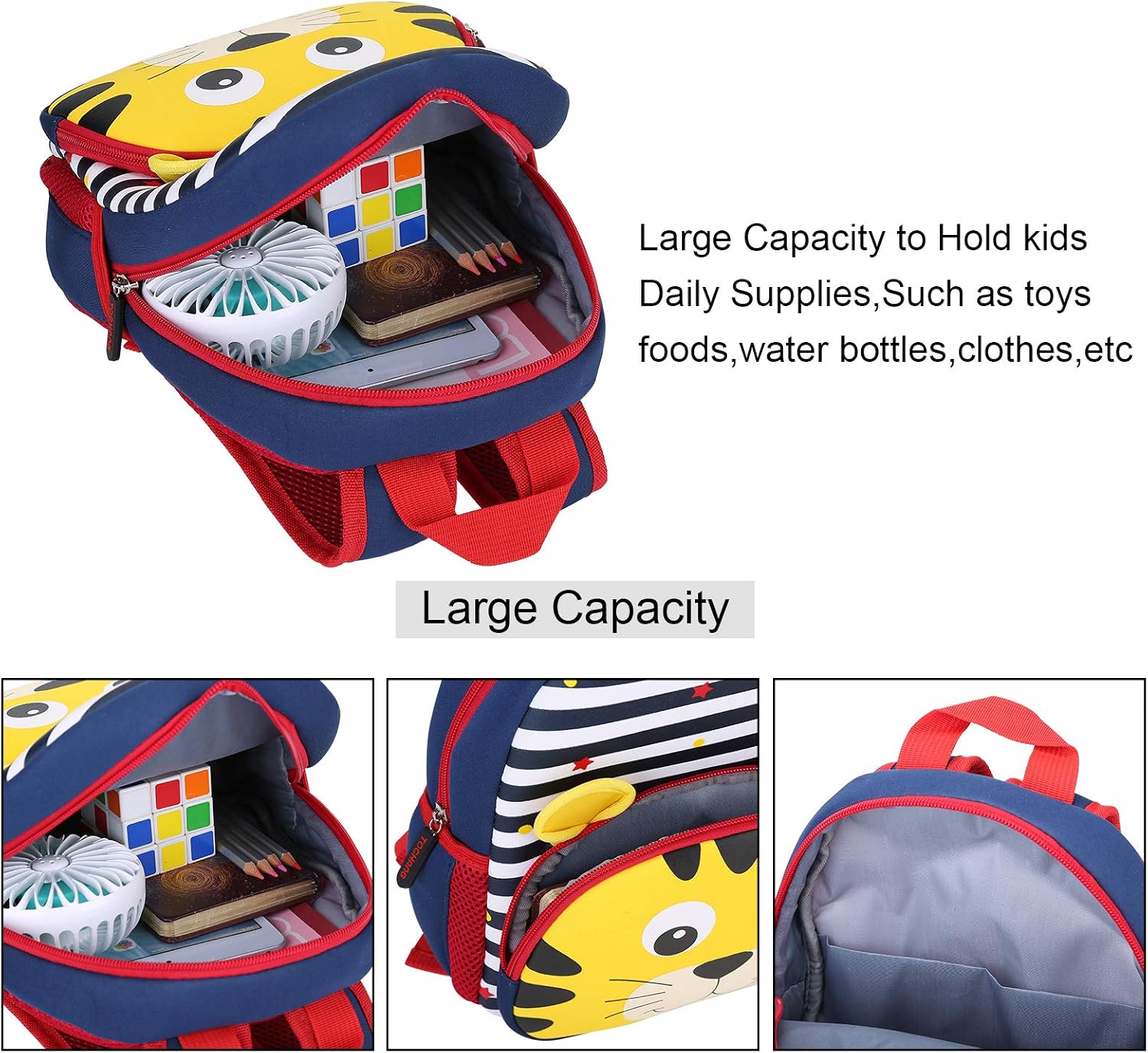 BAIGIO Kids Backpack Lightweight Animal Pattern Children's School Bag Travel Rucksack for Kindergarten Preschool Boys Girls (Tiger) - Image 5
