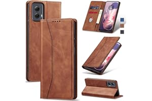 Jasonyu Flip Wallet Case for Moto G Power 5G (2024),Leather Magnetic Folio Cover with Card Holder,Kickstand - TPU Shockproof Durable Protective Phone Case,Brown