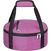 MIAOJIE Round Insulated Casserole Carrier, Pie Carrier Bag, Portable Casserole Carrier for Hot or Cold Food Lunch Tote, Lunch Bag for Parties Picnic, Fits 12.5" Baking Dish, Rose Red