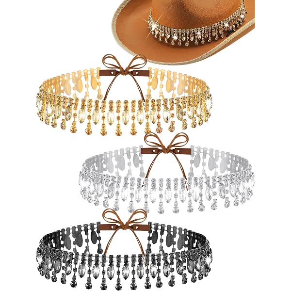 1175 Hat Bands For Women Cowboy Hats With 14k Gold Plated Paperclip Chain RAMUS KATEN Hat Bands for Women Cowboy Hats with 14K Gold  main image 2