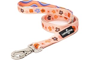 Lucy & Co. Designer Dog Leash - Pet Accessories - Thick Dog Leash - Padded Handle for Comfort - Purple with Green Floral - 5 Foot (Purple Coral Floral, Large)