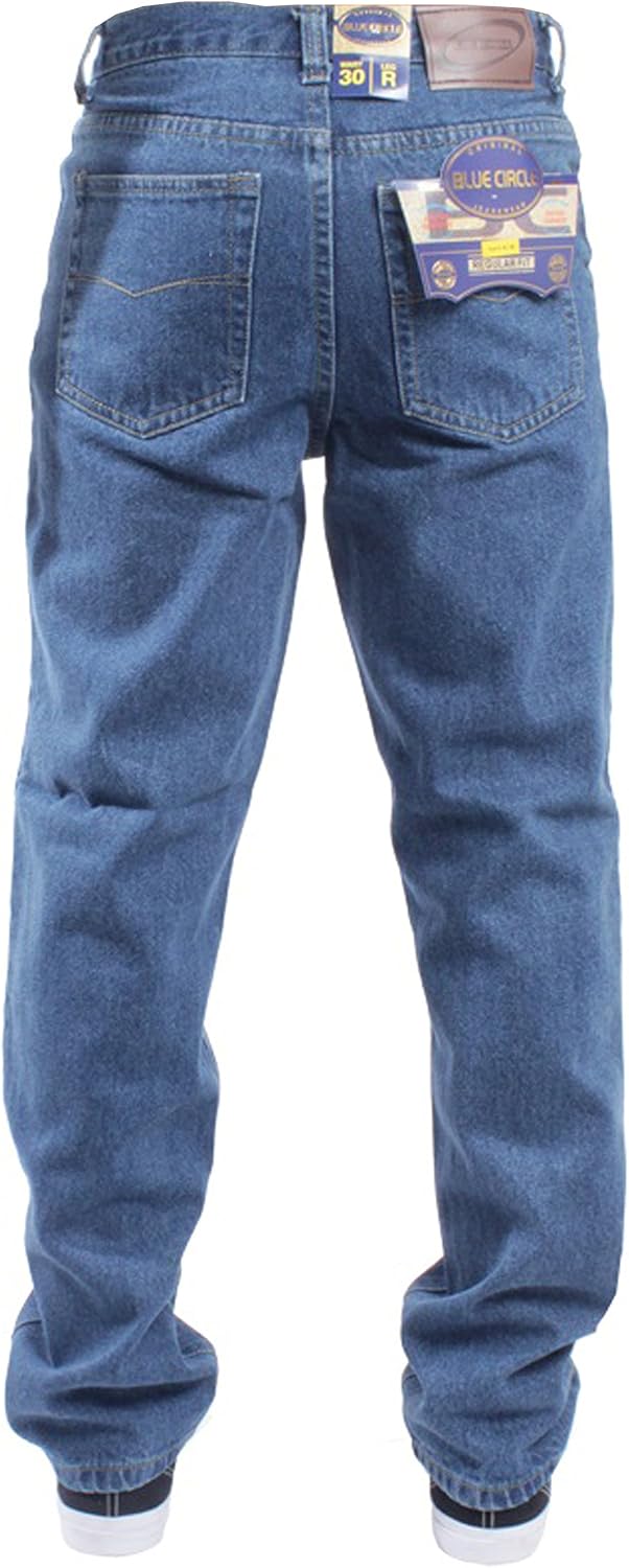 Mens Straight Leg Basic Heavy Work Jeans Denim Pants All Waist Big Sizes Stone Wash 28 W X30L, 28W / 30L - Image 3