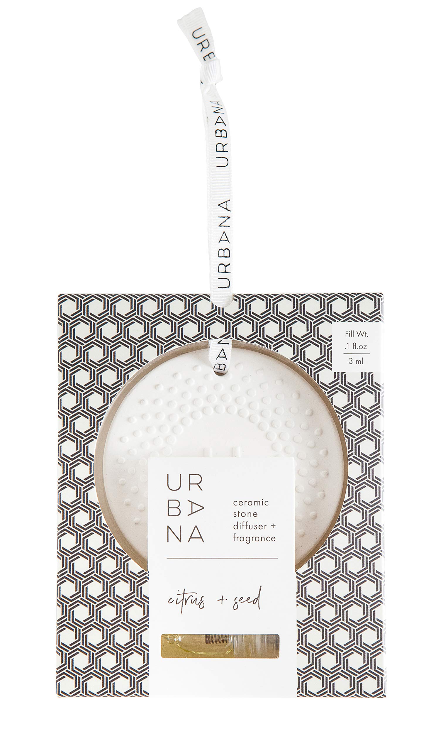 UrbanaHome Collection Fragrance, Ceramic Stone Diffuser + Mini Fragrance Oil Spray (0.1 fl oz), Citrus + Seed