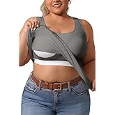DAGGLOSA Plus Size U-Back Casual Workout Tank Tops for Women with Built-in Bra, Padded Racerback Gym Athletic Yoga Tops