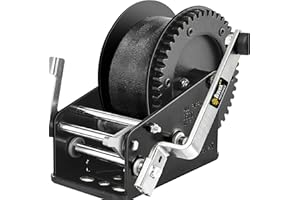 Bravex Boat Trailer Winch 3500lbs with 33FT Strap, Heavy Duty Portable Hand Winch 2 Way Ratchet Ratchet 4:1/8:1 Gear Ratio, M