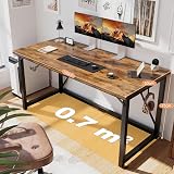 Devoko Desk 140 cm Industrial Style Black Metal Frame Brown Wood Desk view 4