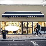 Diensweek Patio Awning Retractable 15'x10' Fully Assembled Manual Commercial Grade - Quality 100% 280G Ployester Window Door