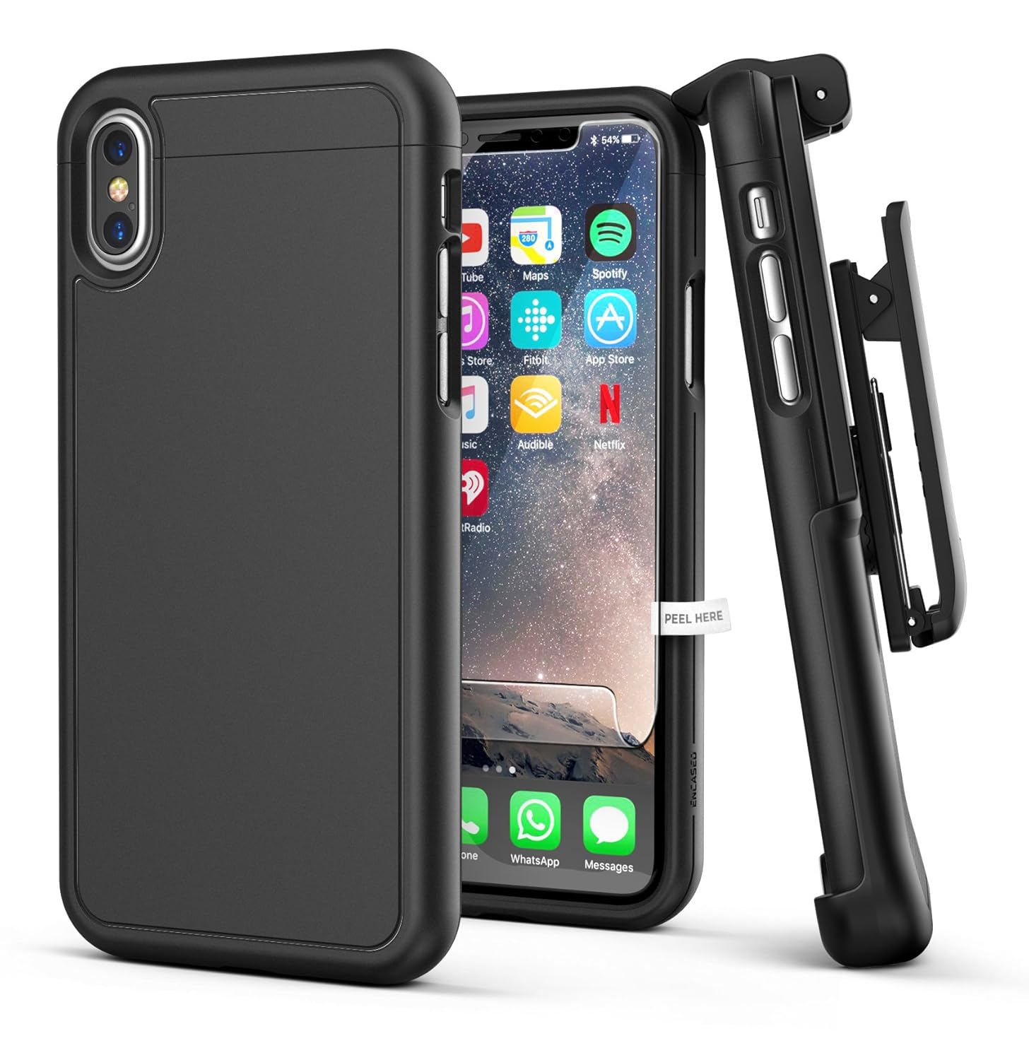 iPhone X Belt Case w/ Screen Protector, Encased [SlimShield Series
