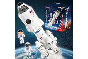 CI VETCH Space Shuttle Rocket Ship Toys for Kids Boys Age 3 4 5 6 7 8 9 Years Old, 5-in-1 STEM Science Educational Aerospace Toys with 2 Astronauts Figures, Projection Lamp, Space Toy Gift Birthday Christmas