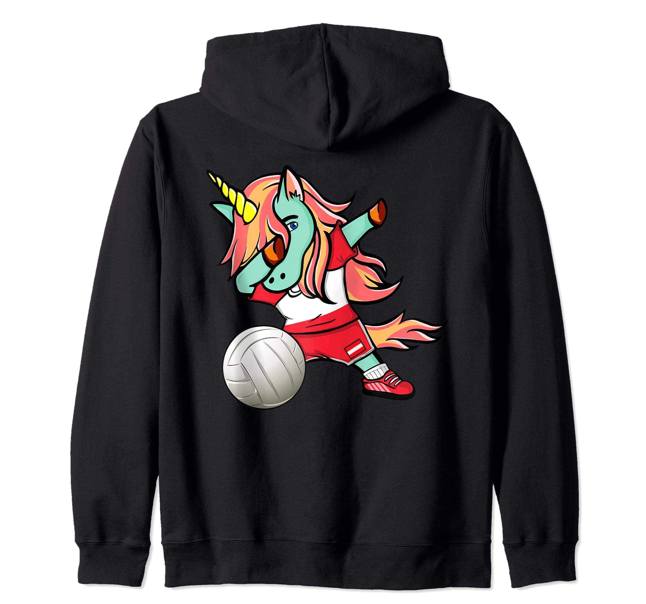 Dabbing Unicorn Austria Volleyball Fans Jersey Austrian Flag Zip Hoodie