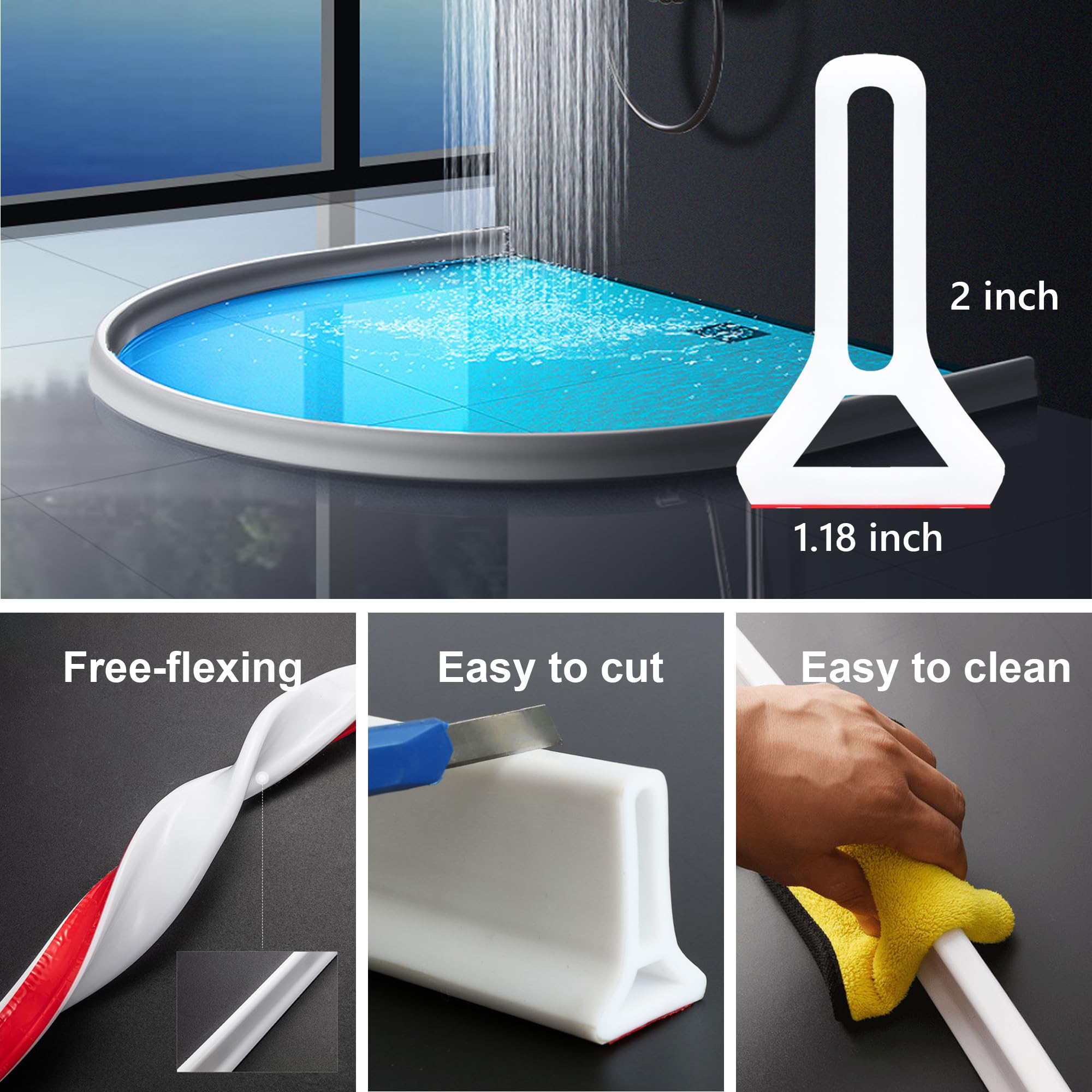 Mua 67 Inch Collapsible Shower Threshold Water Dam Shower Water Stopper Barrier and Retention ...
