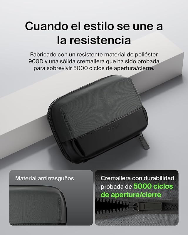 Estuche Organizador de Accesorios de Tecnología para Viajar, Bolsa de Transporte para batería Externa, Cargador, y Apple Pencil, Correa para AirTag, Tela Suave y Duradera