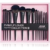 Jessup Makeup Brushes Set Jessup Make up Brushes 14Pcs Black Kabuki Foundation Eyeshadow Contour Concealer Powder Eyeliner Crease Eyebrow Blending Brush with Gift Box, T336-G