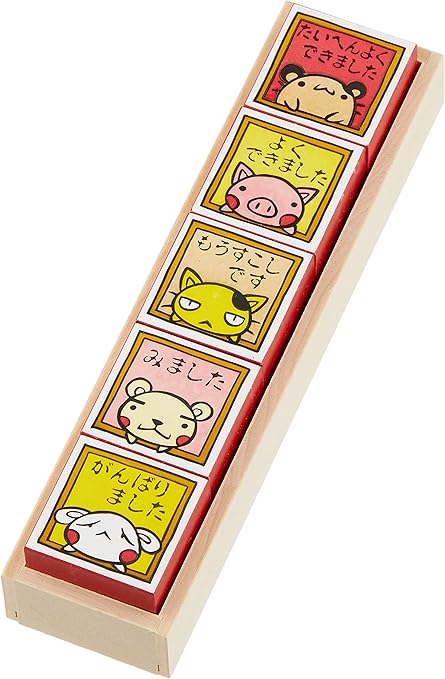 Amazon スタンプ工房 愛 評価印スタンプ ティーチャースタンプ5本セット どうぶつ ウッド Q1 02 文房具 オフィス用品 文房具 オフィス用品