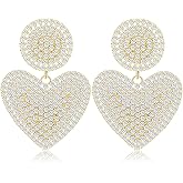 unixmoment Sparkly Crystal Love Heart Dangle Drop Earrings Dainty Rhinestone Hollow Heart Stud Earrings For Women