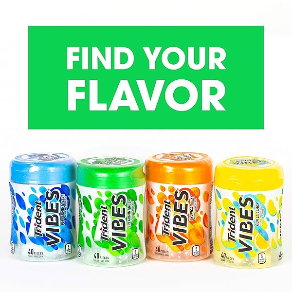 TRIDENT VIBES SUGAR FREE GUM, SPEARMINT RUSH FLAVOR, 1 GO-CUP (40 PIECES TOTAL)