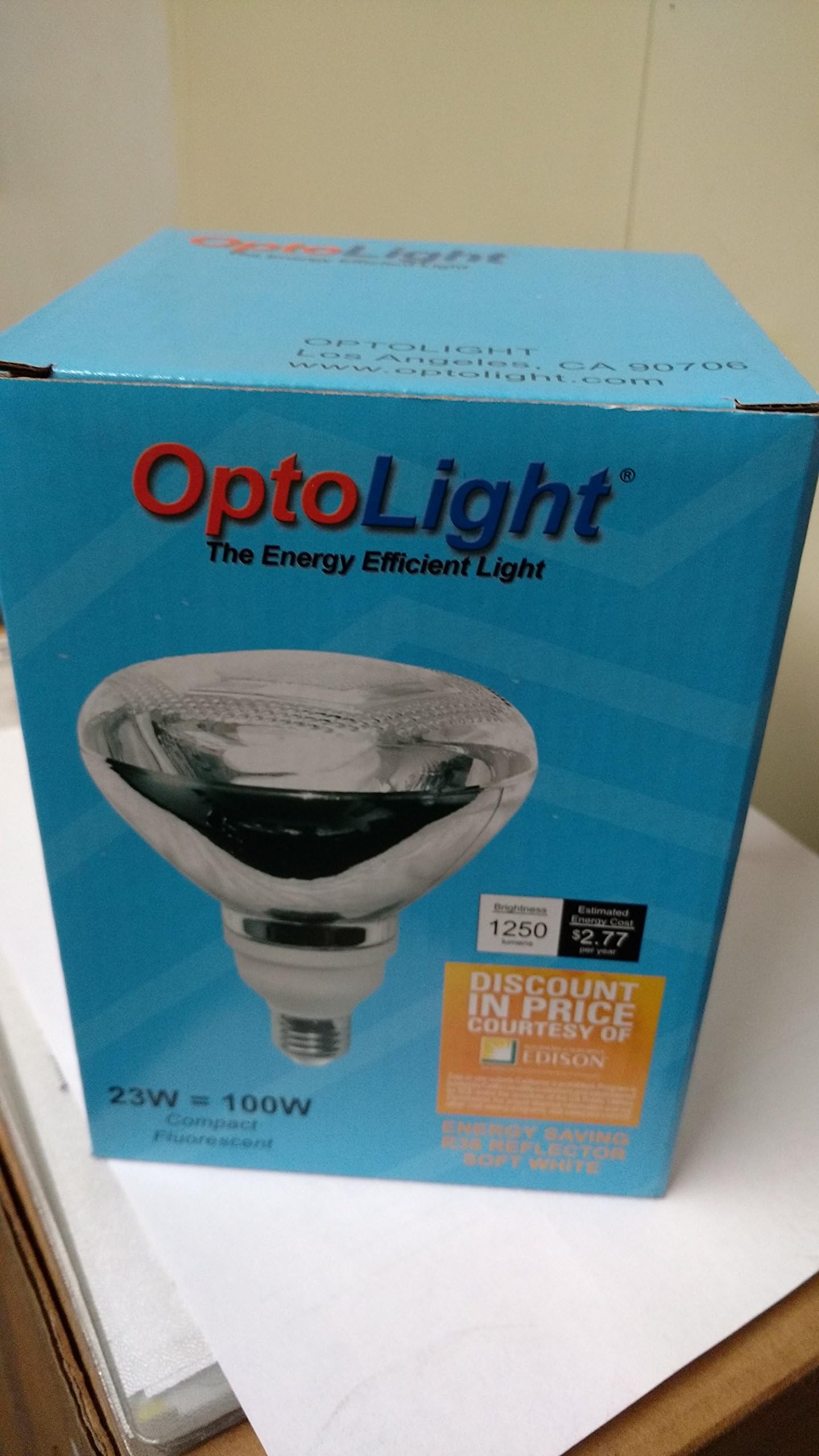 Opto Light Compact Flurescent Bulb 23W=100W Energy Saving R38 Reflector Soft White Indoor