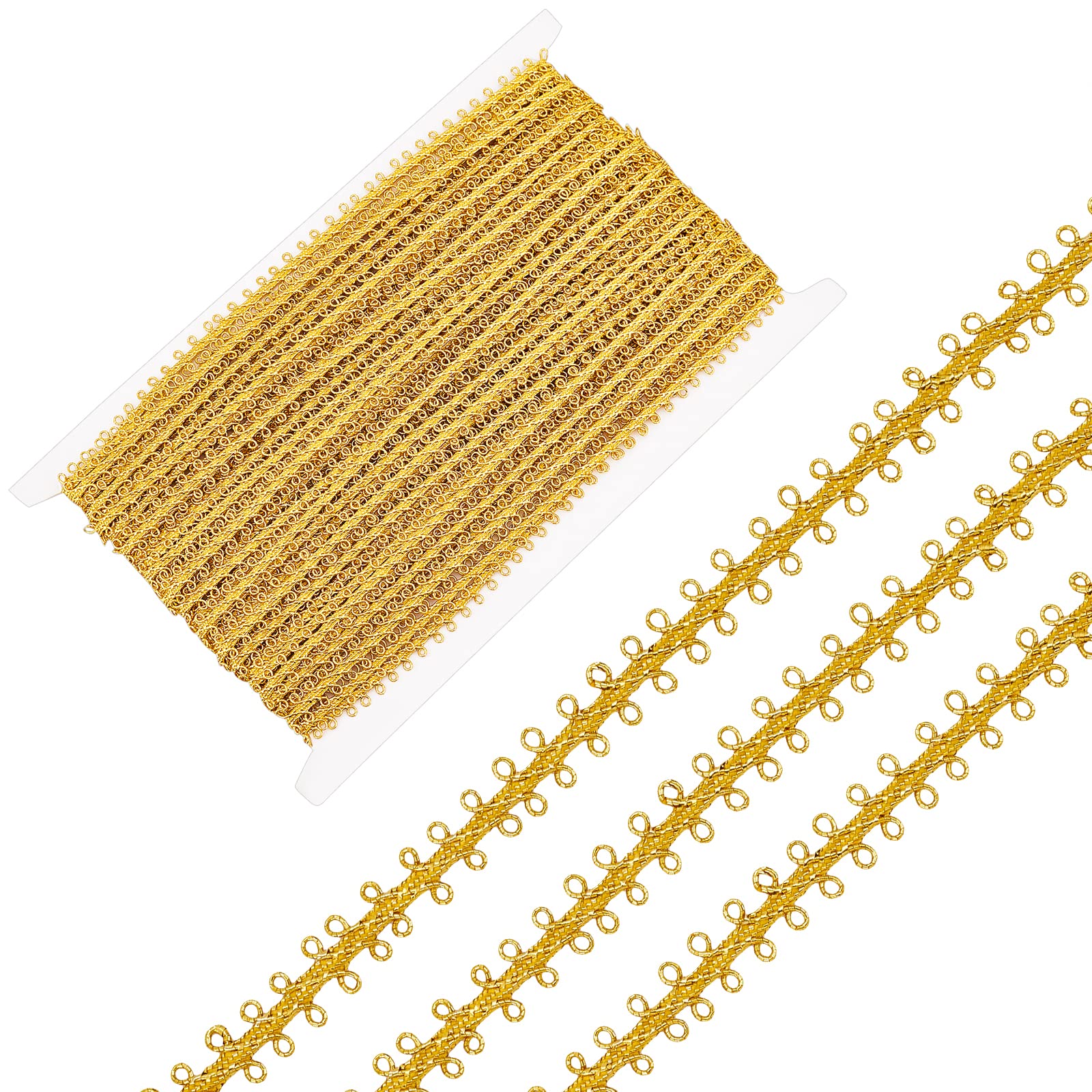 GORGECRAFT 25 Yards 9mm(3/8 inch) Polyester Woven Gimp Trim Metallic Lace Braid Trimming Edge Gold Lace Ribbon for Costume DIY Sewing Crafts Home Jewelry Making Embellishments Accessories