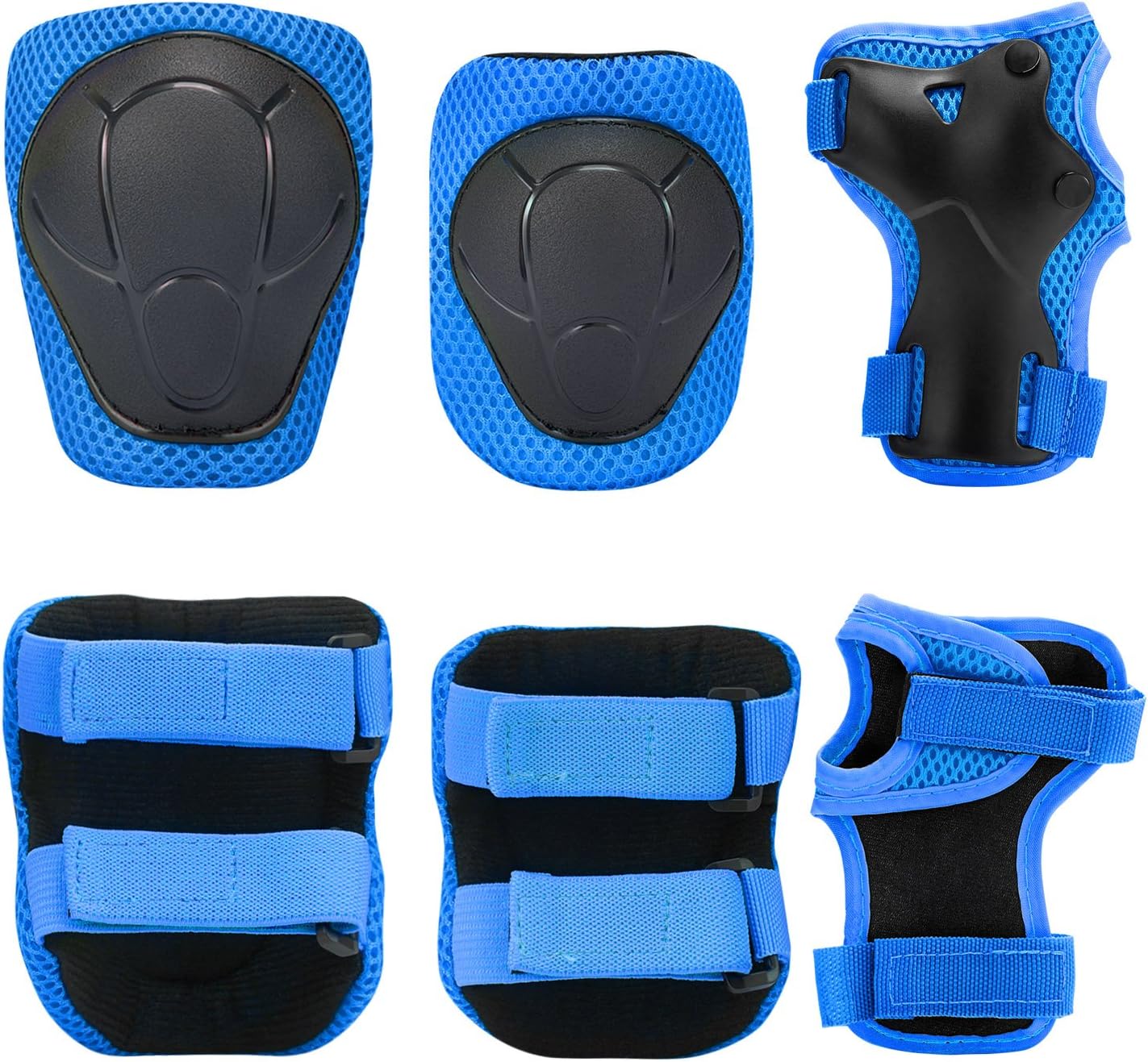 Sports Protective Gear Safety Pad Safeguard (Knee Elbow Wrist) Support Pad Set Equipment for Kids Roller Bicycle BMX Bike Skateboard Protector Guards Pads (Blue) : Sports & Outdoors