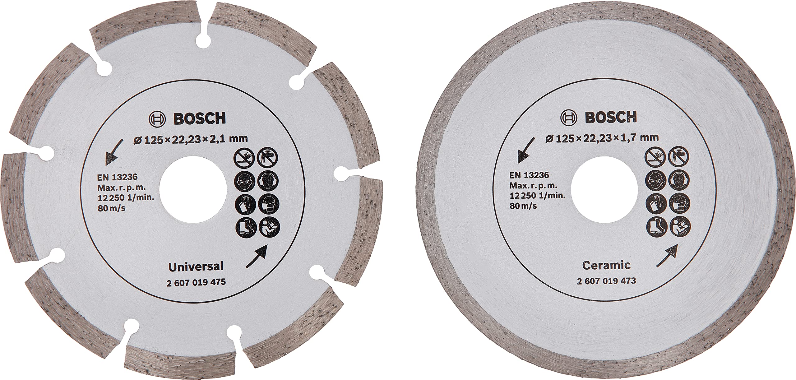 Bosch 2 x Diamond Cutting Discs (for Tiles and Building Materials, Ø 125 mm, Accessories for Angle Grinders)